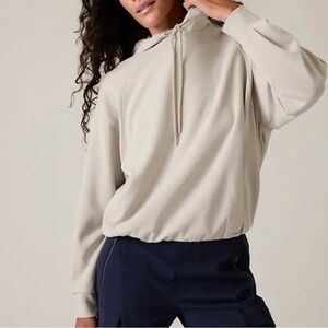 Athleta Seasoft Hoodie Bubble Hem Sweatshirt Tencel Modal Size XL Abalone